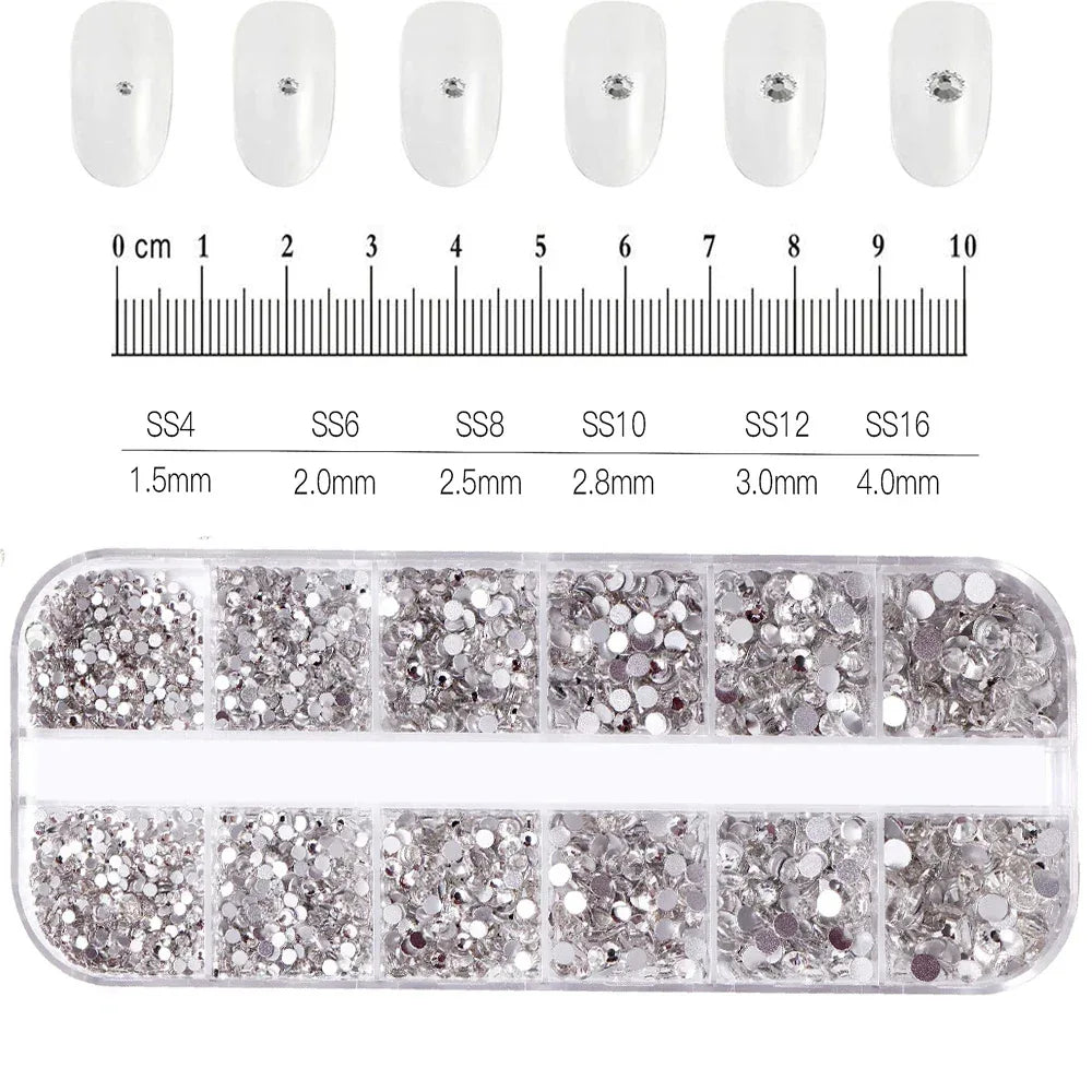 100/50cm Long Luxury Crystal Chain Nail Charms 1.5/2mm Shinying Clear/AB Diamond Nail Art Metal Steel French Manicure Crystal
