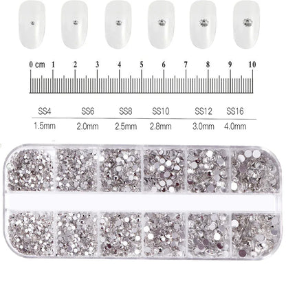 100/50cm Long Luxury Crystal Chain Nail Charms 1.5/2mm Shinying Clear/AB Diamond Nail Art Metal Steel French Manicure Crystal