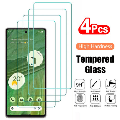 4PCS Tempered Glass for Google Pixel 9 10 8 Pro 9A 8A 7 7A Protective Transparent Screen Protector Film Glass