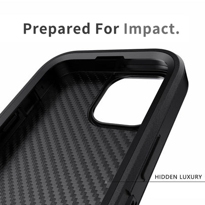 For iPhone 11 12 13 14 15 16 Plus Pro Max Case Heavy Duty Shockproof Hybrid Rugged Kickstand Cover Black