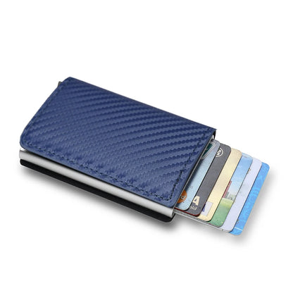 Carbon Fiber Credit Card Holder Wallets Men Brand Rfid Black Magic Trifold Leather Slim Mini Wallet Small Money Bag Male Purses