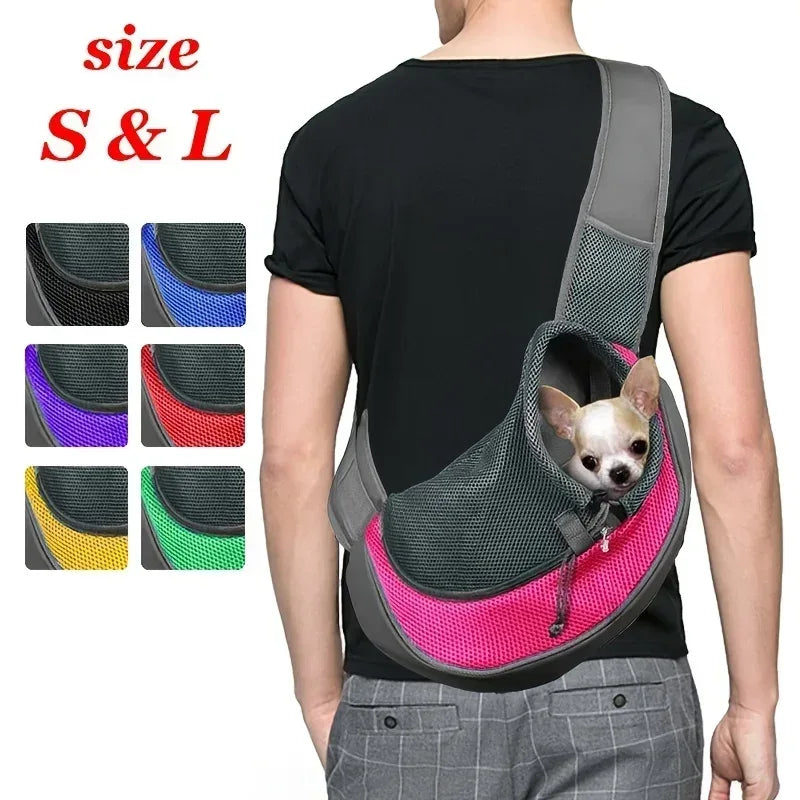 1Pc Dog out backpack,Dog Sling Carrier Breathable Mesh Travel Crossbody Bag For Puppy Cat Hiking Camping - Urbizia