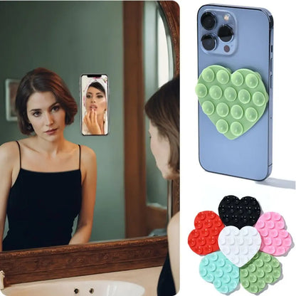 Silicone Sucker Mobile Phone Fixed Pad Hand-Free Heart-shape Suction Cup Bracket Strong Adsorption Phone Accessories