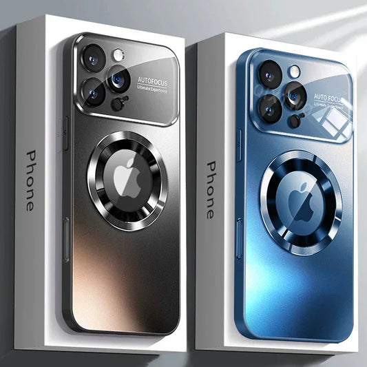 Luxury Glass Camera MagSafe Magnetic iPhone Shockproof Case