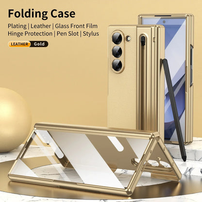 VIETAO Pink Leather Mobile Phone Cases For Samsung Galaxy Z Fold 7 Case With Pen, Full Protection Z Fold 6 Cover With Glass Film