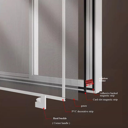 2026 DIY Custom size,windproof Magnetic screen window, self-adhesive mosquito net curtain,invisible,household magnet，Summer mesh