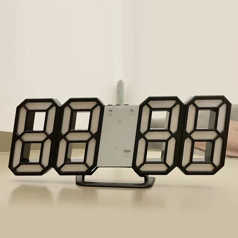 3D LED Digital Clock Luminous Fashion Wall Clock Multifunctional Creative USB Plug in Electronic Clock Home Decoration - Urbizia