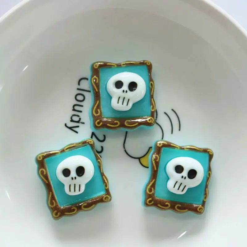 10Pcs Resin Halloween Ghosts, Skeletons & Pumpkins – Flat Back Embellishments