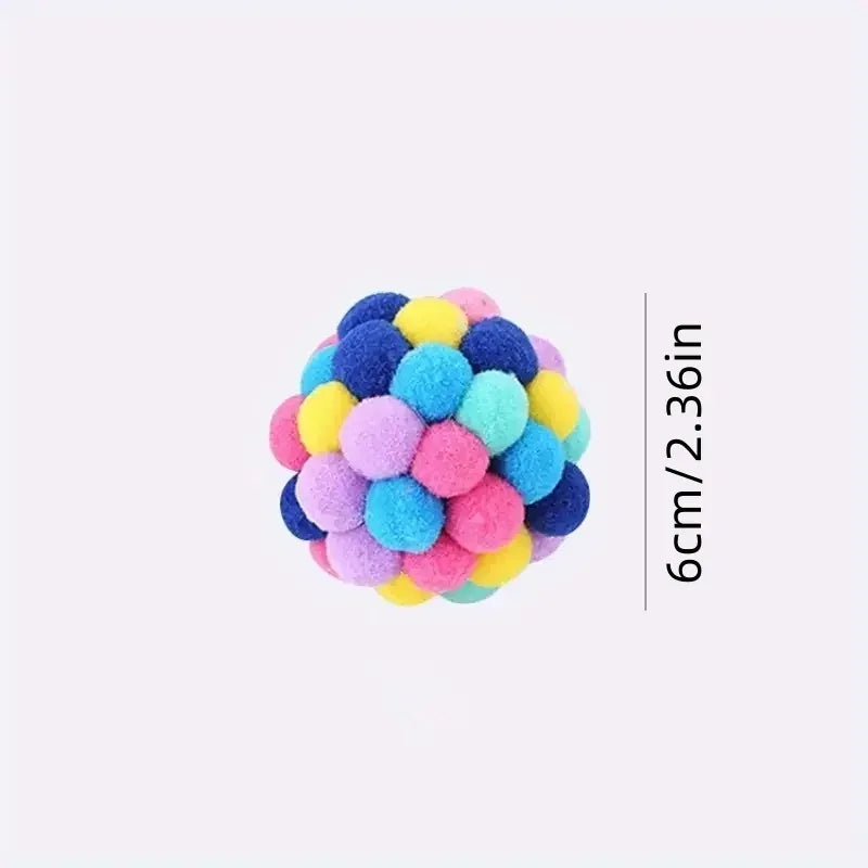 1/3PCS Cat Toys Cat Plush Ball Toy Pet Elastic Bell Ball Self Hi Ball Playing Cat Colorful Woolen Ball - Urbizia
