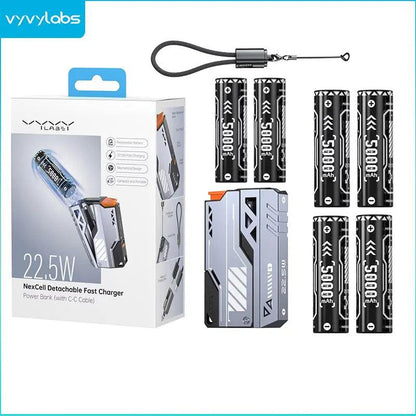 VYVYLABS 30000mAh Detachable CCC Power Bank Fast Charger 22.5W Wireless Portable Charger 21700 PowerBank For iP 17 Spare Battery