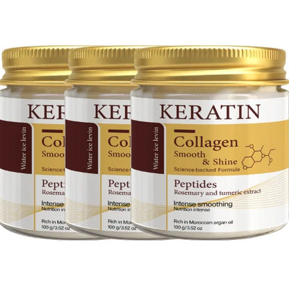 Keratin Collagen Hair Mask with Peptides & Rosemary - Intense Smoothing & Shine for All Hair Types - Deep Conditioning Treatment