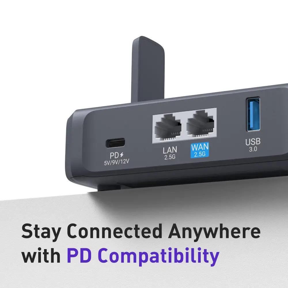 GL.iNet GL-BE3600( Slate 7) Wi-Fi 7 Router, Dual 2.5G Ports, Touch Screen, 3570Mbps Gaming Hotspot, VPN for Public & Hotel