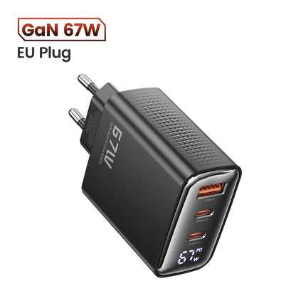 Toocki GaN USB C Charger 33W/67W Digital Display PD QC Fast Charging 40W Type C Phone Charger for iPhone 17 16 15 Samsung Xiaomi