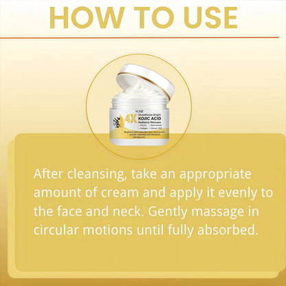 Kojic Acid Face Cream, Evens Out Skin Tone, Eliminates Dark Spots and Dullness - Non-Greasy, Suitable for Both Men and Women - Whitening and Moisturizing Cream, for Day and Night Use - 60g