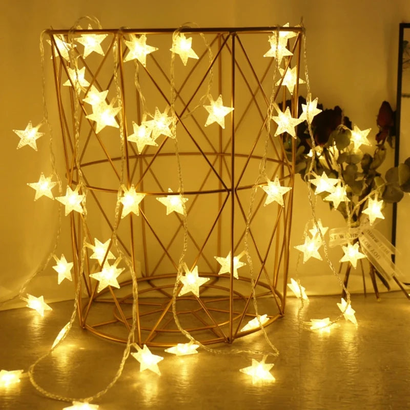 LED Star Chain String Lights Outdoor
