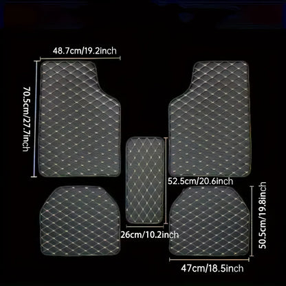 Universal 5-Piece Car Floor Mats – PU Leather Waterproof Foot Pads - Urbizia