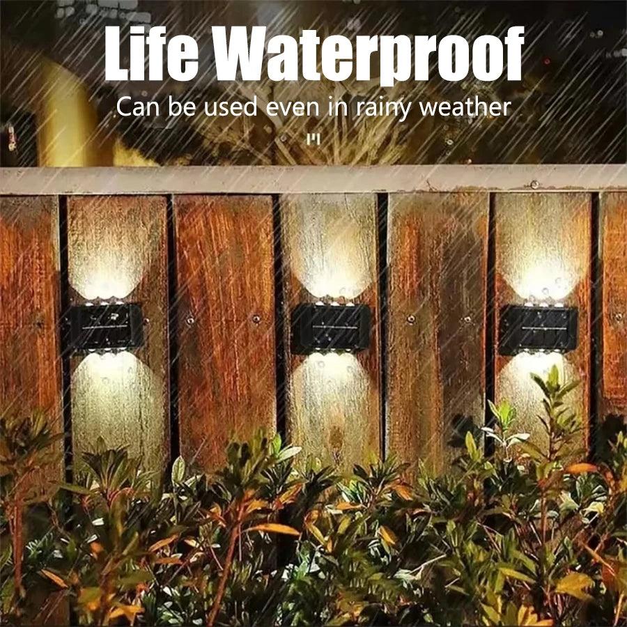 Solar Wall Light Outdoor,Waterproof LED Garden Fence Lamp,Solar Powered Wall Mount Decorative Lighting,Street Patio Landscape