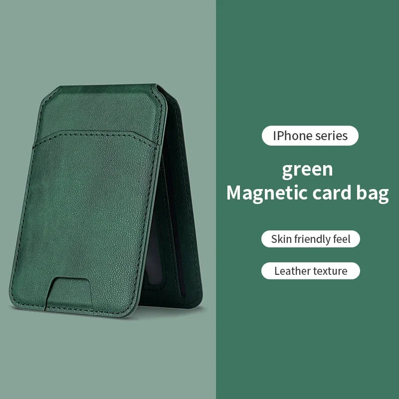 Magnetic Card Holder PU Leather Phone Case with Wallet Stand Credit Card Pocket for Magsafe Apple Phone Samsung Galaxy Devices