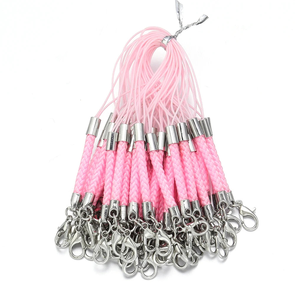 10/20pcs Keychain Rope with Lobster Clasp Jump Rings Lanyard Lariat Strap Cord For DIY Phone Case Decoration Making Supplies