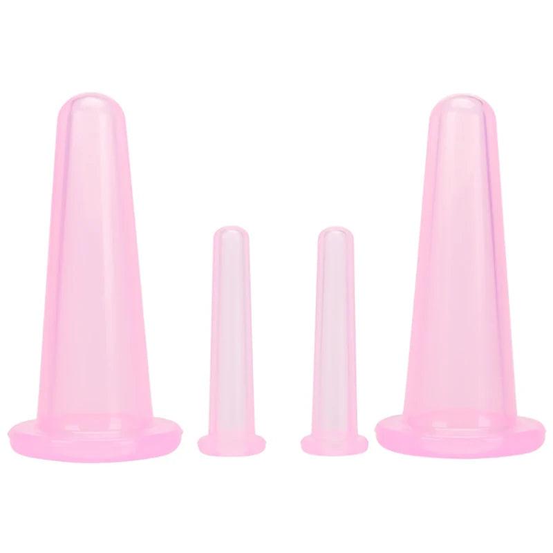 4PCS Silicone Vacuum Cupping Massage Jars Anti Cellulite Massage Facial Suction Cups Face Neck Lift Skin Scraping Beauty Tool