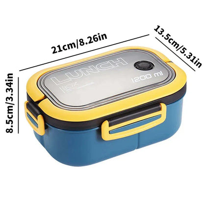 1200ML 2-Layer Leakproof Bento Lunch Box with Cutlery