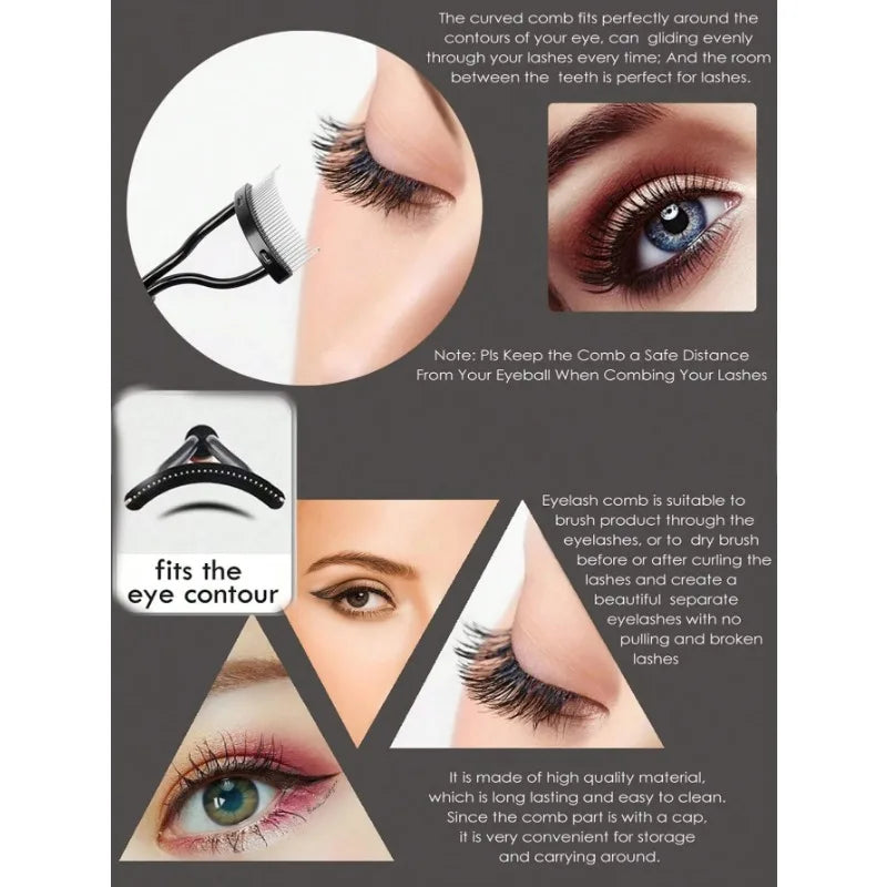 Ergonomic Eyelash Comb Separator – Curved Styling Tool