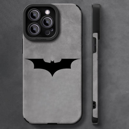 Luxury Leather Lambskin Shockproof Phone Case for IPhone 17 16 Pro Max Air 15 14 13 Max Black B-BatmanS Classic