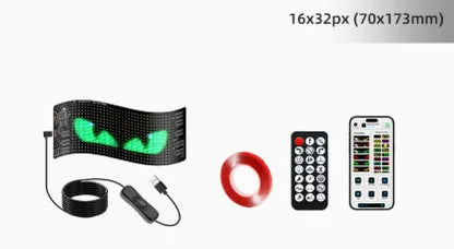 Truck Car Devil Eye LED Pixel Panel Light Remote Control Soft Foldable Lighting Scrolling For Board Windshield 12V 24V