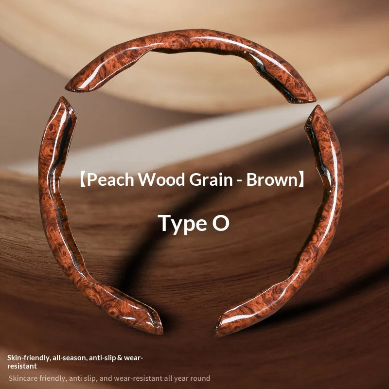 2pcs/3pcs Segmented Peach Wood Texture Universal Steering Wheel Cover Car Interior Accessories Practical Driving Tools Simple