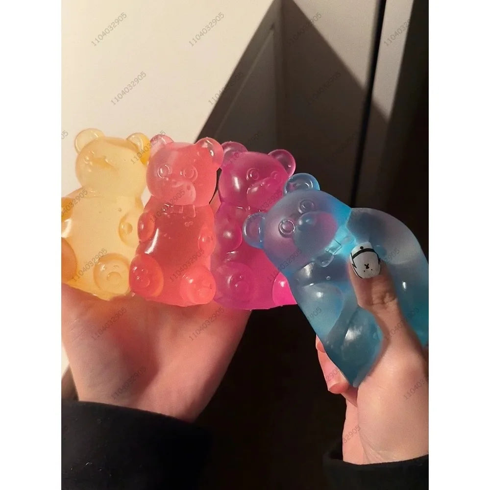 2027 New Colorful Gummy Bear Fudge Squeeze Toy Jelly Bean Gummy Candy Fidget Hand Relax Toy Anti-Stress Release for All Ages