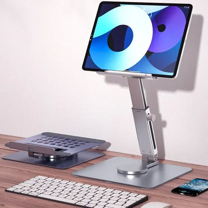 Aluminum Tablet Stand 360°Rotating Folding Adjustable Desk Holder Mount Riser for iPad Pro Air 4 Mini 12.9 4-14 Inch Xiaomi Tab - Urbizia