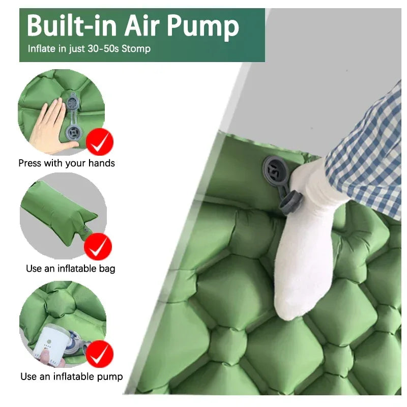 Ultralight Inflatable Camping Sleeping Pad With Built‑In Pump Pillow - Urbizia