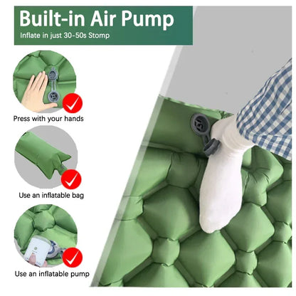 Ultralight Inflatable Camping Sleeping Pad With Built‑In Pump Pillow - Urbizia