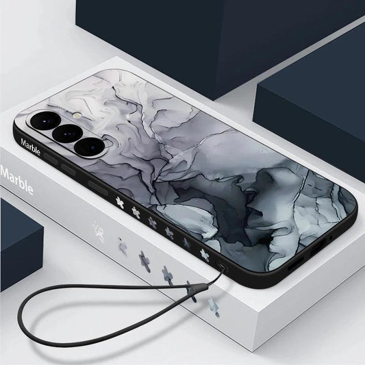 Marble Hand Lanyard Case For Samsung Galaxy S26 S25 S24 Ultra S23 FE A56 A17 A36 A55 A54 A16 A15 5G Soft Silicone Phone Cover