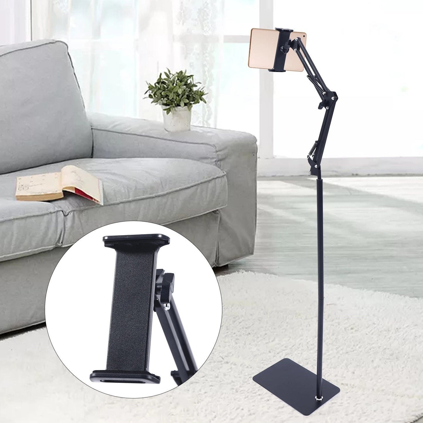 Universal Ipad Stand Floor Tablet Bracket Adjustable Flexible Rotation Phone Holder 360° rotating Stand Support 4.72-7.09in