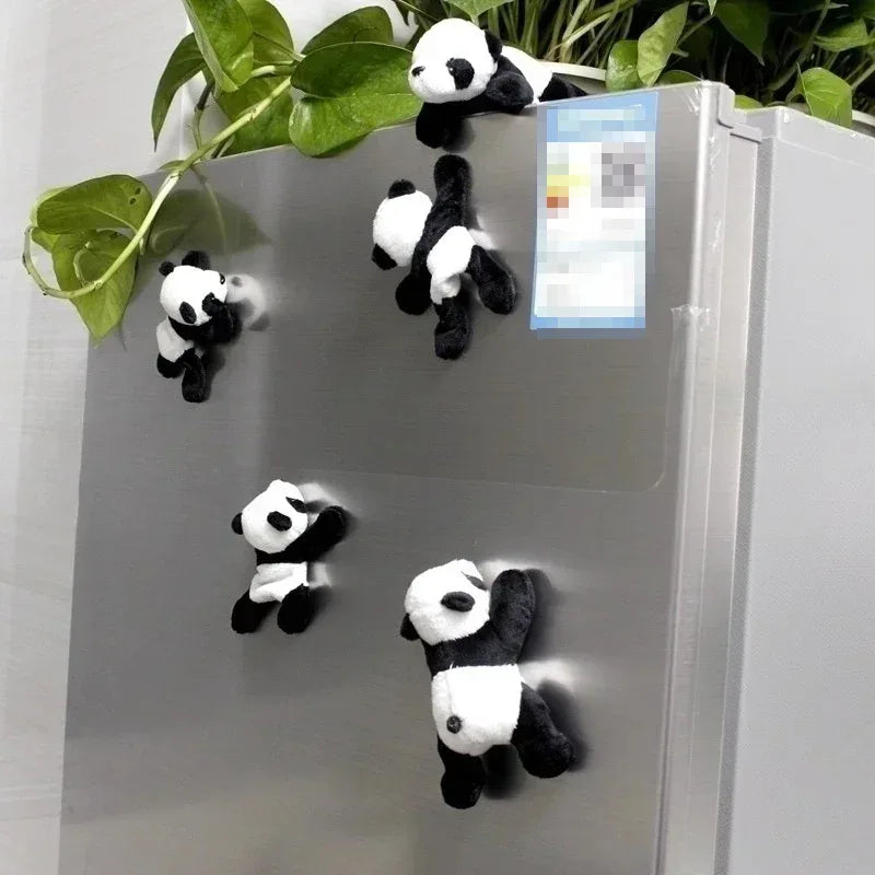 Cute Soft Plush Panda Magnet - Oval Fabric Whiteboard & Fridge Decor, Perfect for Gifting and Organizing - Urbizia