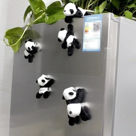 Cute Soft Plush Panda Magnet - Oval Fabric Whiteboard & Fridge Decor, Perfect for Gifting and Organizing - Urbizia