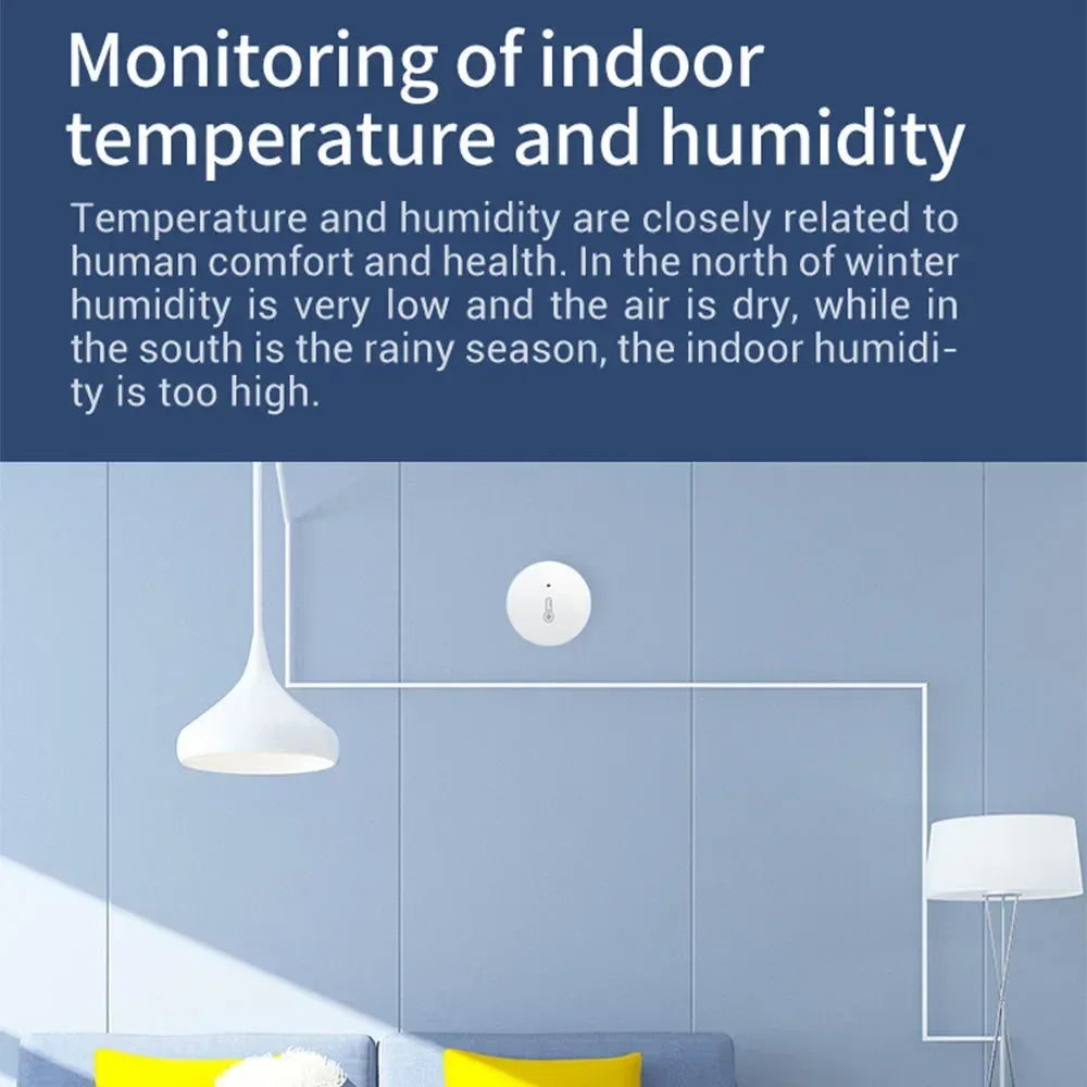 Haozee Zigbee 3.0 Temperature And Humidity Sensor Remote Monitor By Smart Life APP Battery Powered Work With Alexa Google Home - Urbizia