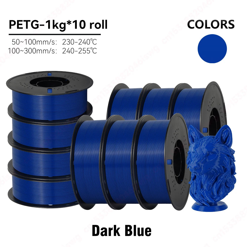 KINGROON 5/10KG PETG 3D Printer Filament 1.75mm +/- 0.03mm 3D Printing Filament Neatly Wound Filament Vacuum Packing Fast Shippi