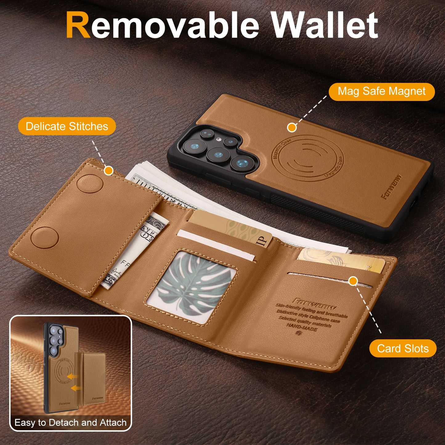 Magnetic Detachable Leather Case For Samsung Galaxy S26 S25 S24 Ultra S23 S22 Plus A17 A37 A57 A16 A36 A56 A15 A35 A55 Wallet