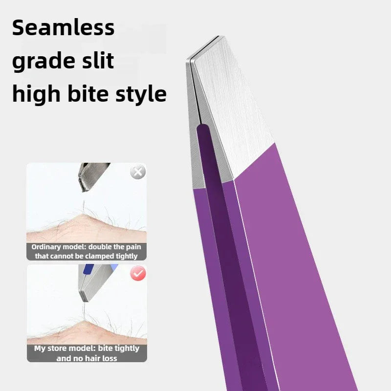 Eyebrow Tweezer 4Pcs Colorful Hair Beauty Fine Hairs Puller Stainless Steel Slanted Eye Brow Clips Removal Makeup Tools