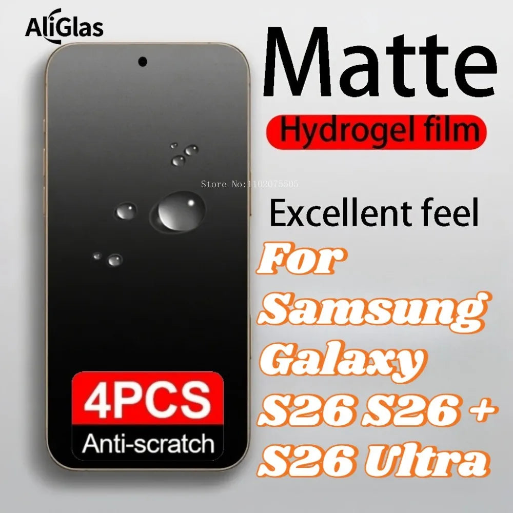 4 Pcs for Samsung Galaxy S26 Plus S26 Ultra Anti Fingerprint Hydrogel Film for Samsung Galaxy S26 Series Matte Screen Protector