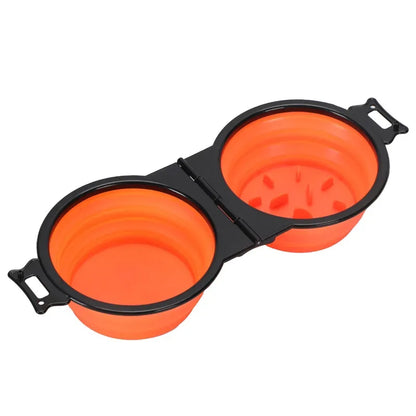 1-piece 2-in-1 Foldable Dual Bowl Feeding Bowl Portable Outdoor Travel Dog Cat Drinking Bowl Pet Supplies Outdoor Feeding Water - Urbizia