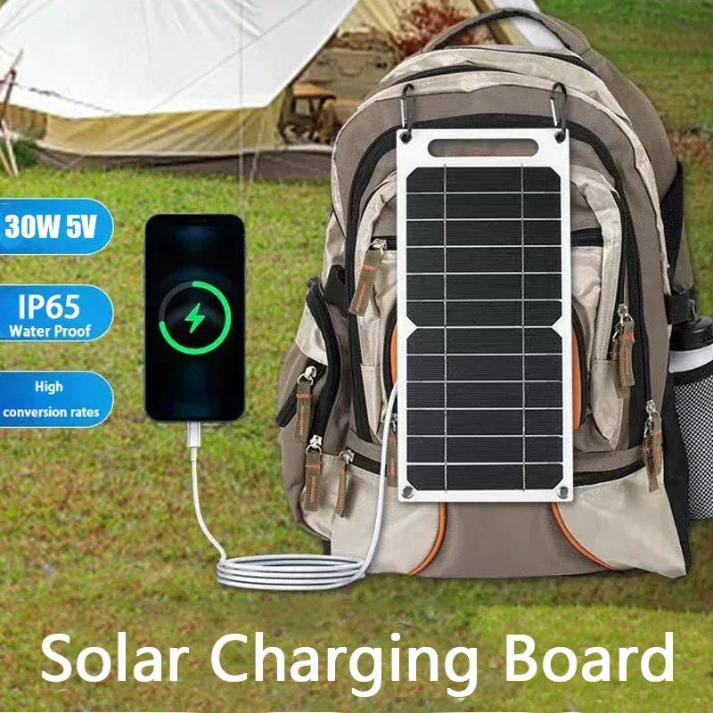Solar Panel 30W USB Type-C Waterproof Outdoor Hiking Camping Portable Battery Mobile Phone Charging Bank Charging Panel 6.8V - Urbizia