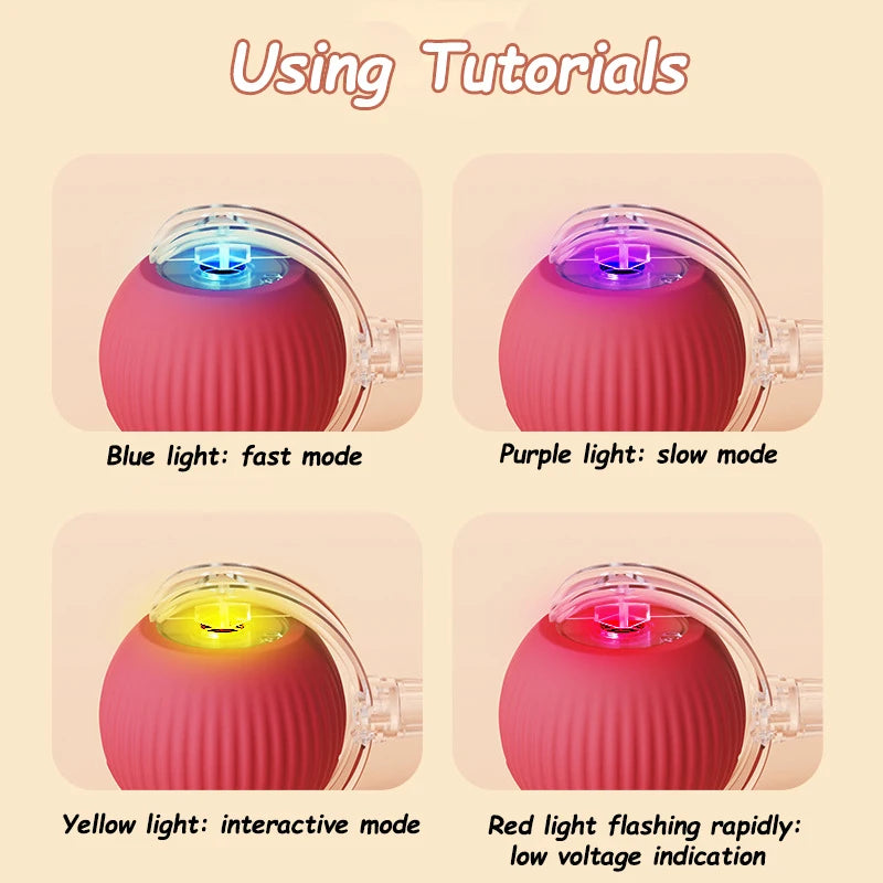 New Cat Interactive Ball Toy Automatic Rolling Ball Faux Tail Rechargeable Smart Pet Electric Toy Dog Cat Training Imitate Mouse