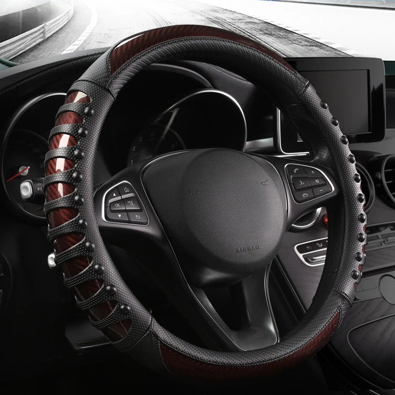 Carbon Fiber Leather Auto Steering Wheel Cover Universal Non Slip Steering Wheel Covers Car Accessories Interior Steering Covers