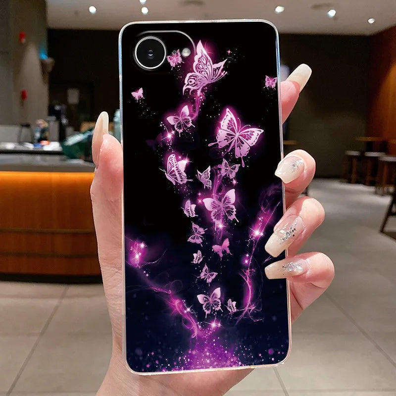 For iPhone 16e Case Clear Luxury Fashion Butterfly Flowers Soft TPU Silicone Jelly Back Cover for Apple iPhone 16e Phone Case