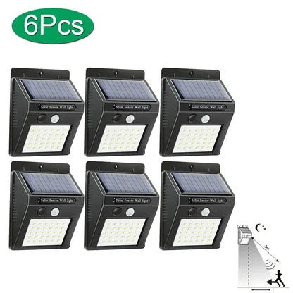 6/30 LED Solar Light PIR Motion Sensor Wall Light Outdoor Solar Lamp Waterproof Solar Powered Sunlight Street Lamp Garden Decor - Urbizia