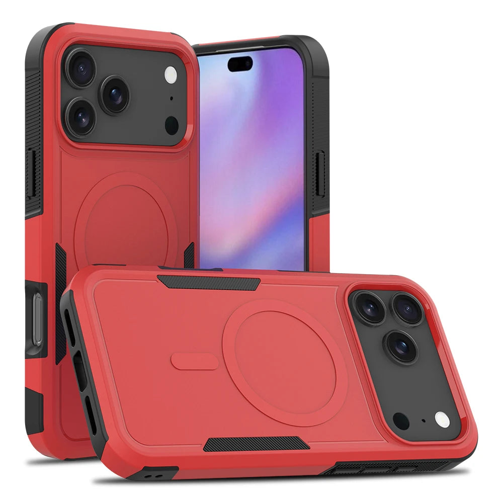 Premium 2IN1 Heavy Armor Magnetic Charging Case for iPhone 18 17 Air 16 15 14 Plus 13 12 Pro Max Shockproof Matte Protect Cover