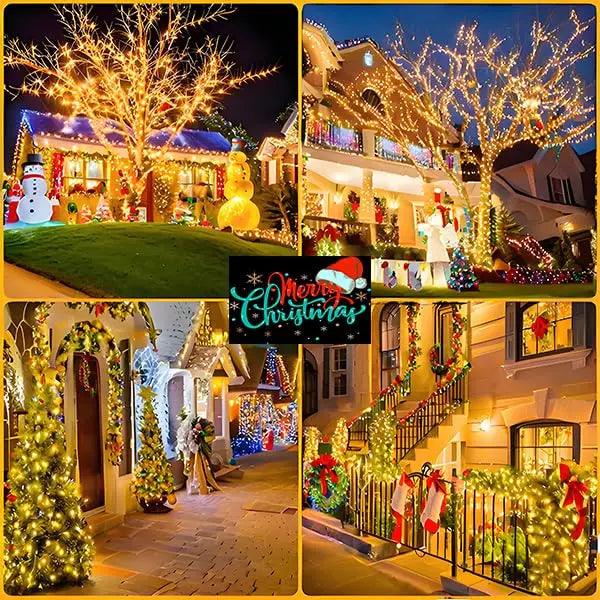 LED Plastic Leath Solar Powered Outdoor Fairy Lights IP65 Waterproof 8 Lighting Modes for Christmas Wedding Decoration